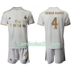 Camisolas de Futebol Real Madrid Sergio Ramos 4 Criança Equipamento Principal 2019/20 Manga Curta